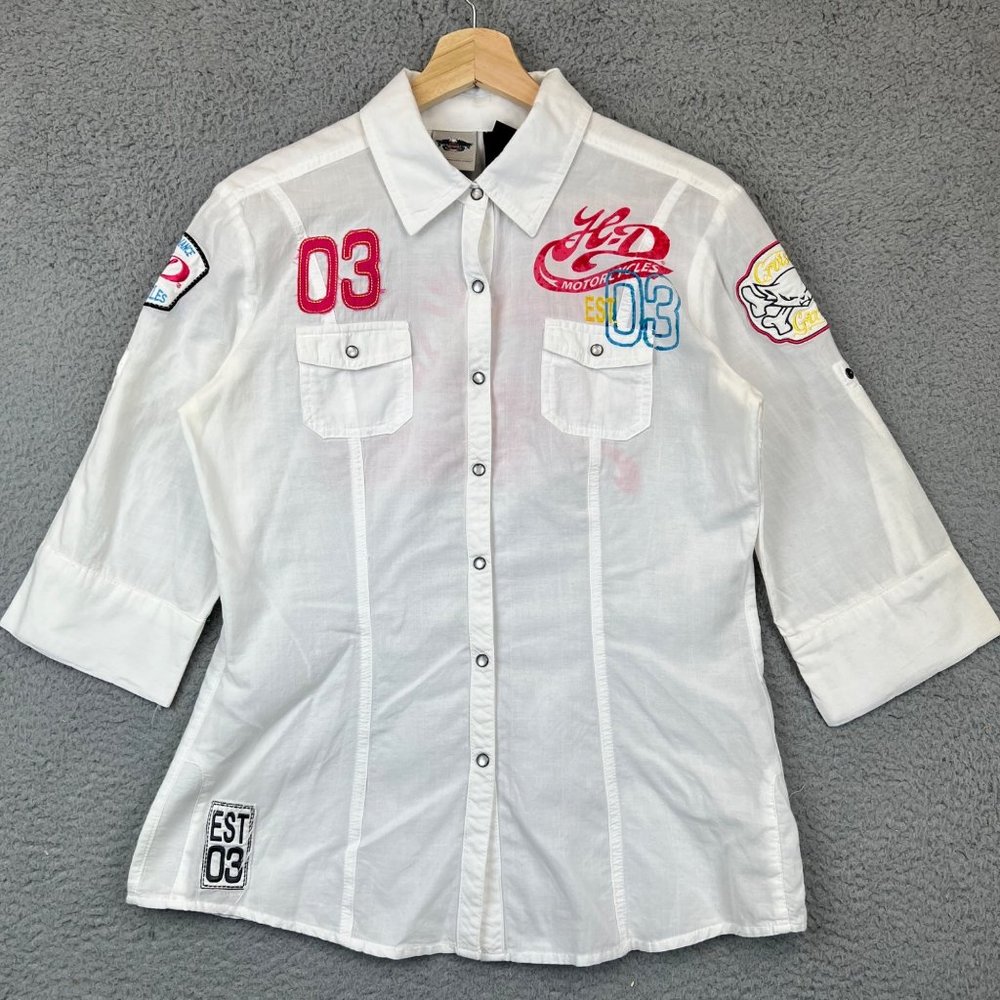 Harley-Davidson white button down Graphic Women’s shirt size M